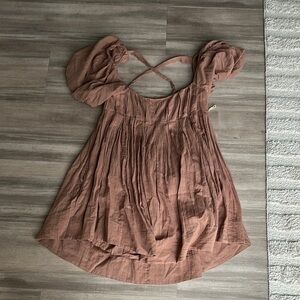 Rust Puff Sleeve Dress